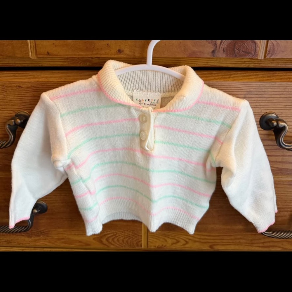 Vintage 1970s Confetti Knits baby sweater Size 0-6m